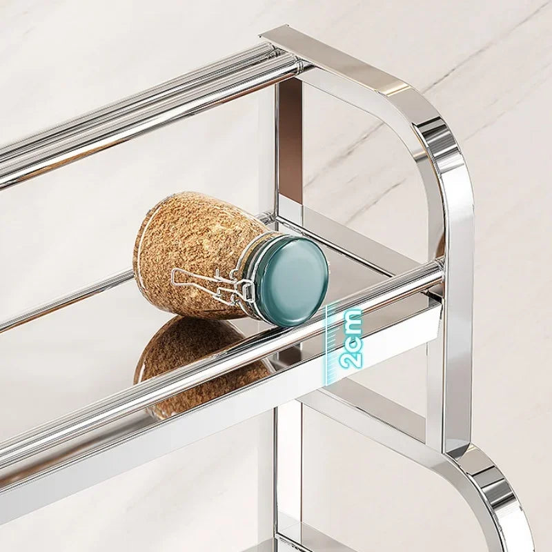 2/3 Kitchen Layer Stainless Steel Organizer Spice Rack - Seasoning Storage Frame - Knife Chopsticks Arrangement - Household Daily Use