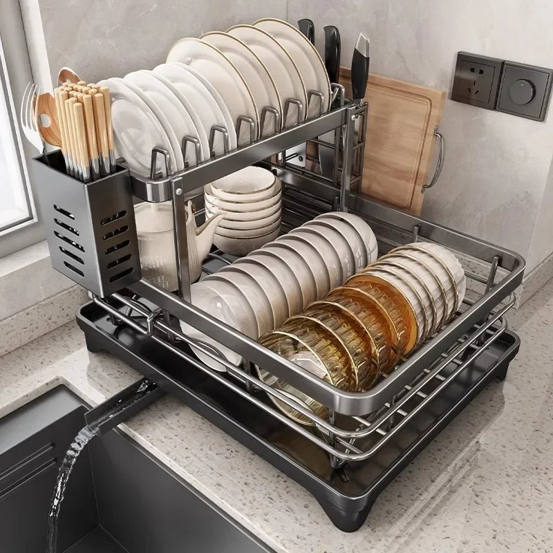 Adjustable Stainless Steel Dish Rack – Over Sink - Multiple Colors