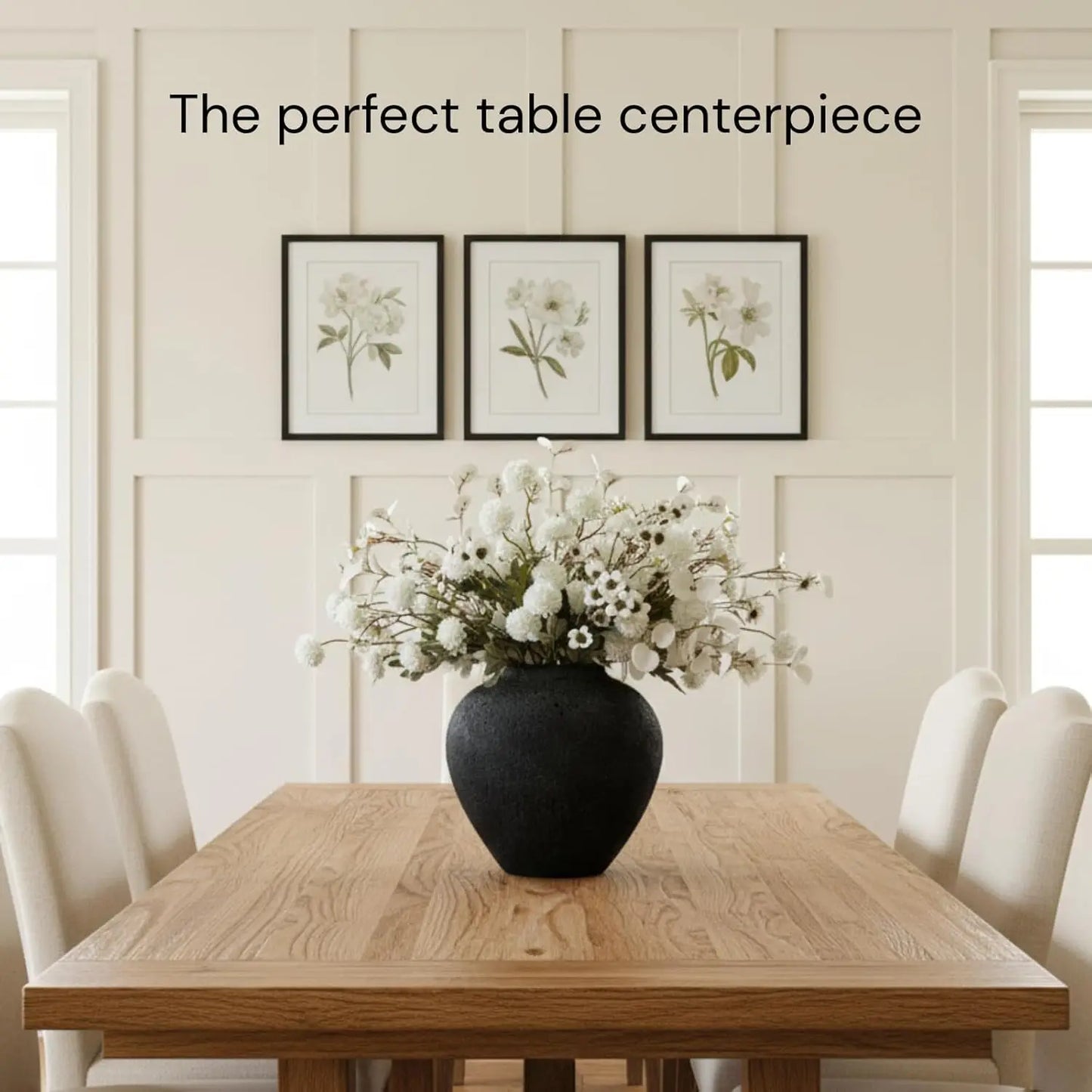 Black Large Round Vase – Rustic Iron Pottery‑Look Decorative Vase for Modern Farmhouse & Home Centerpieces