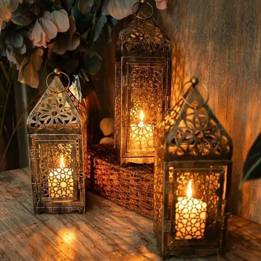 Vintage Moroccan Metal Candle Holder – Decorative Lantern‑Style Design in 2 Sizes