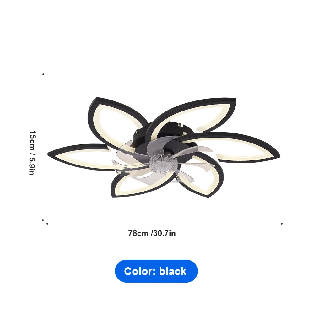 Ceiling Fan with Lights, Modern Dimmable Flower Shape, Remote Control/app, 6 Gear Speeds, Fan Ceiling Lamp
