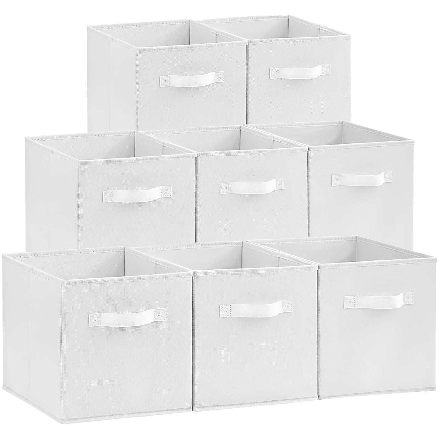 8-Pack Cube Storage Bins, Foldable, Fabric with Handles for Shelves, Closet, Home Organization