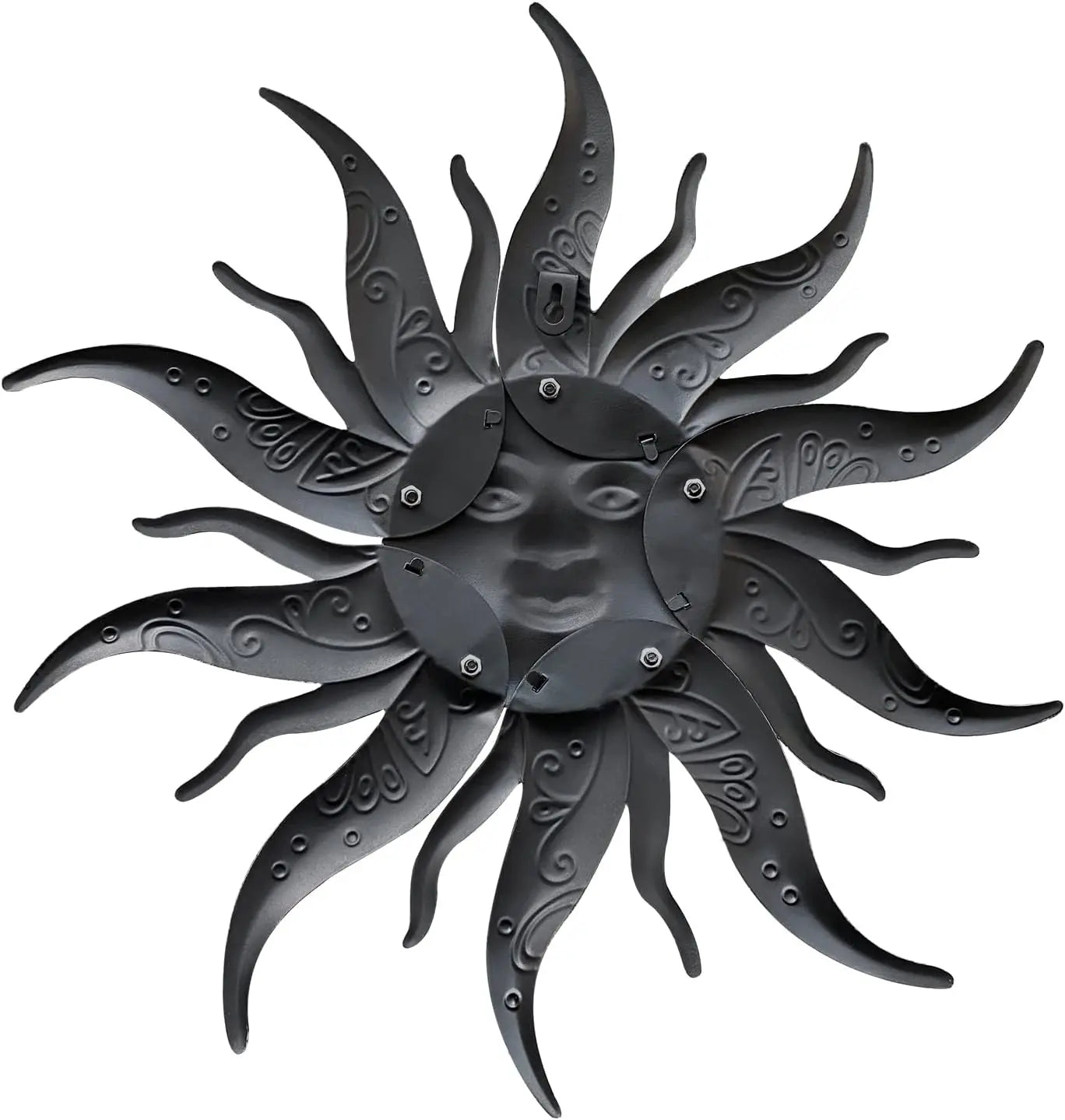 Metal Sun Wall Art Decor - 17" Rustic Retro Ornament for Garden, Patio, Yard, Fence, or Living Room