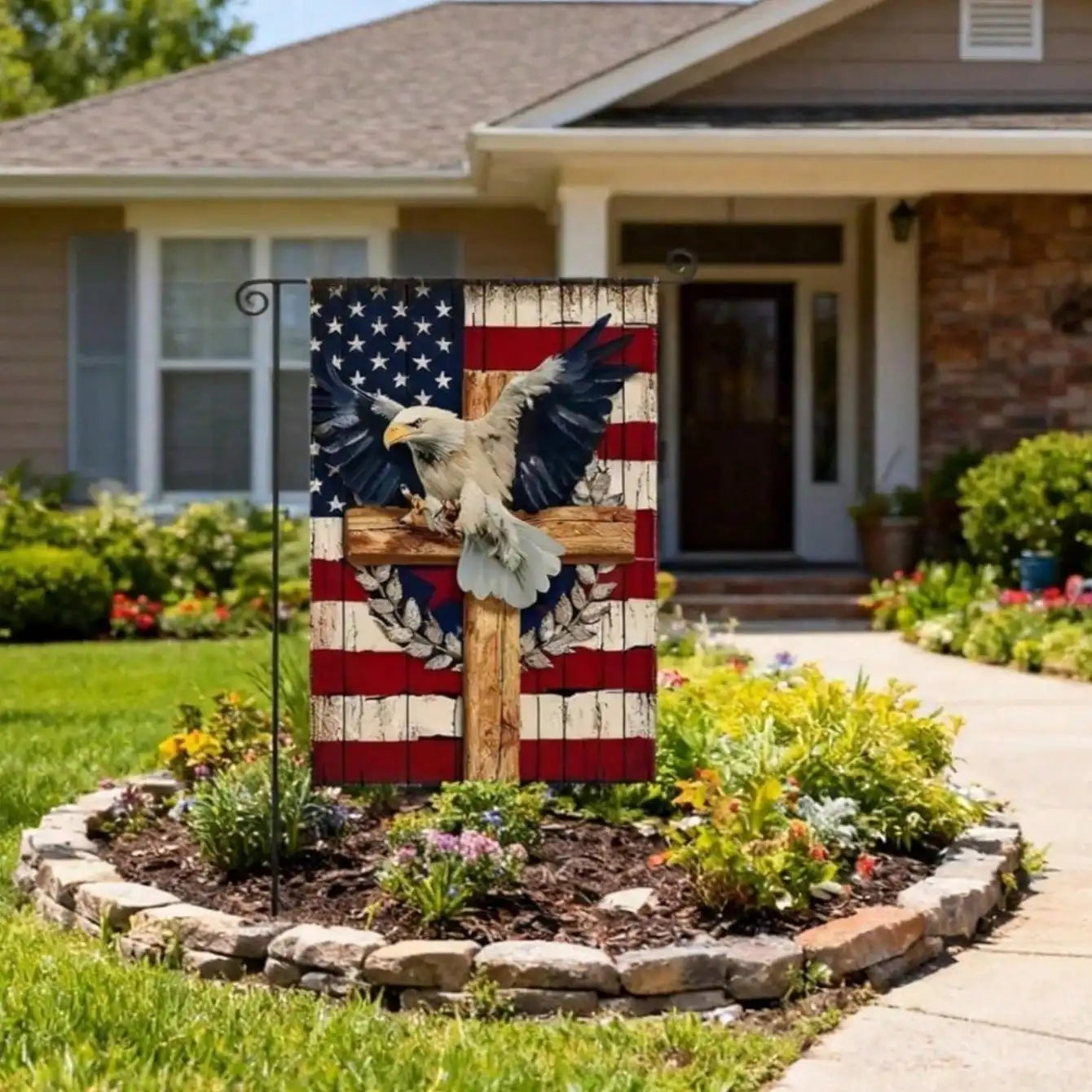 12x18" Double Sided Garden Flag, Patriotic Eagle, USA Outdoor Holiday Decor