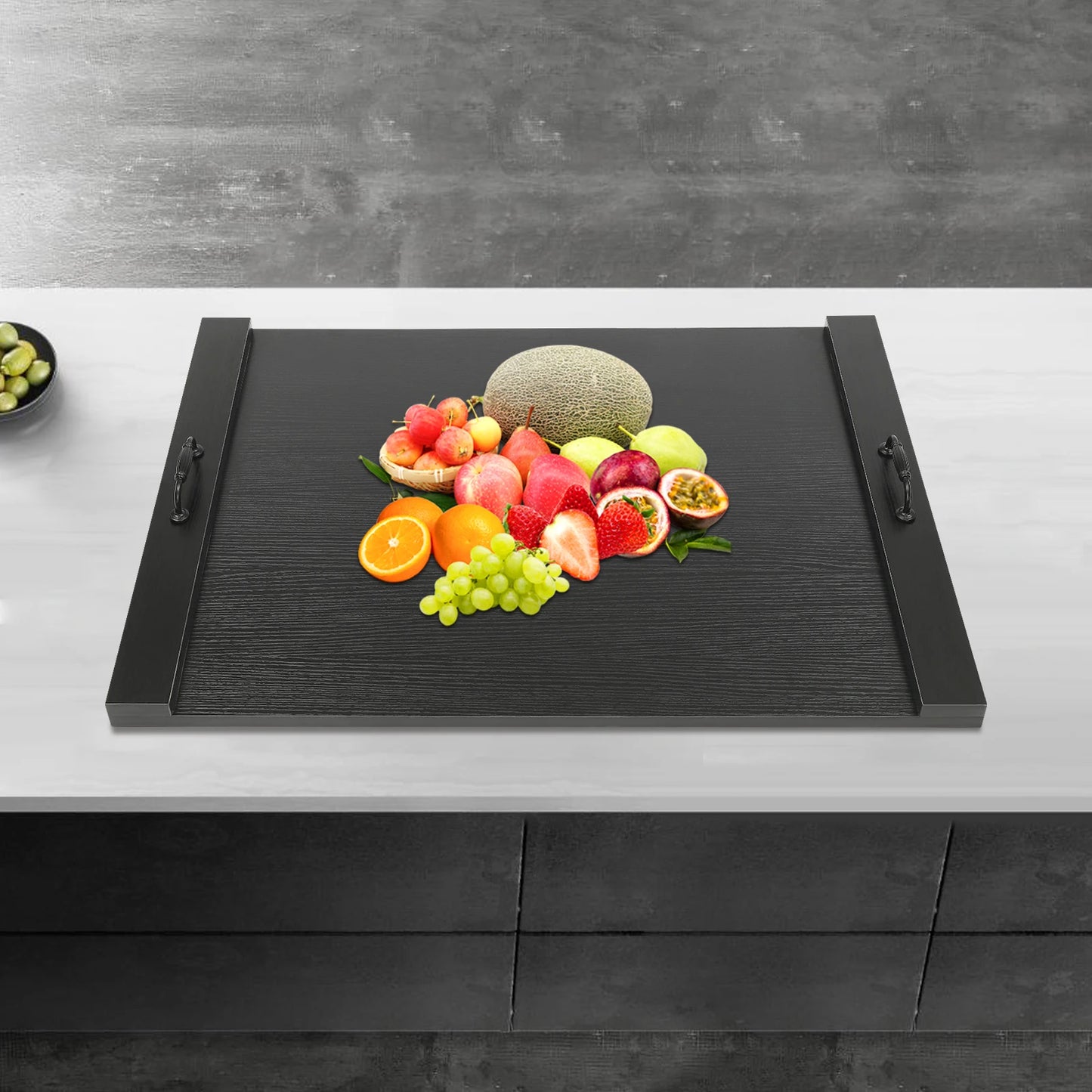 Stove Cover with Handles, Handmade Cookware Accessory Decorative Tray for Home Kitchen, Black