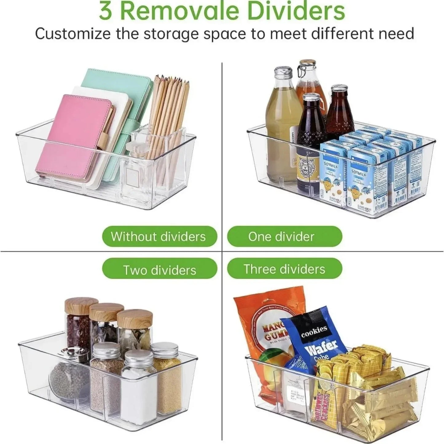 Divided Food Storage System with Removable Inserts - (3 Pack)