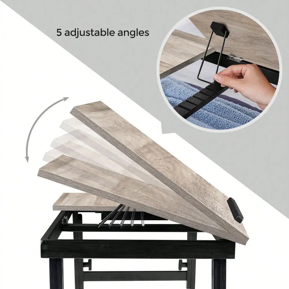 Adjustable Laptop Bed Desk – Tilting Top Tray with Folding Legs for Sofa, Breakfast & Laptop