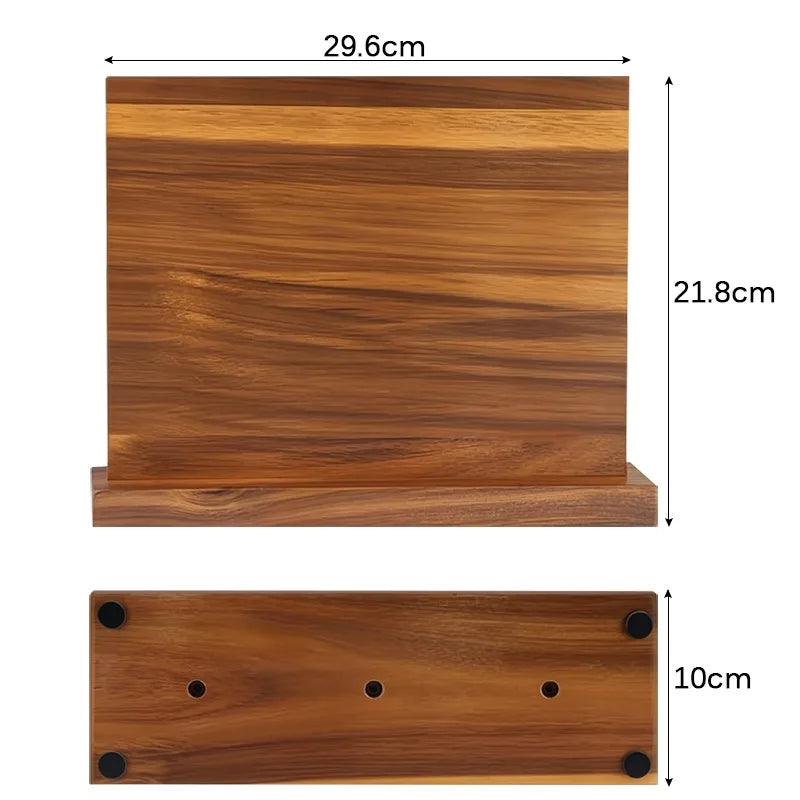 Kitchen Double-sided Wooden Magnetic Knife Block Holder Rack with Strong Enhanced Magnets Knife Sharpener Magnetic Stands