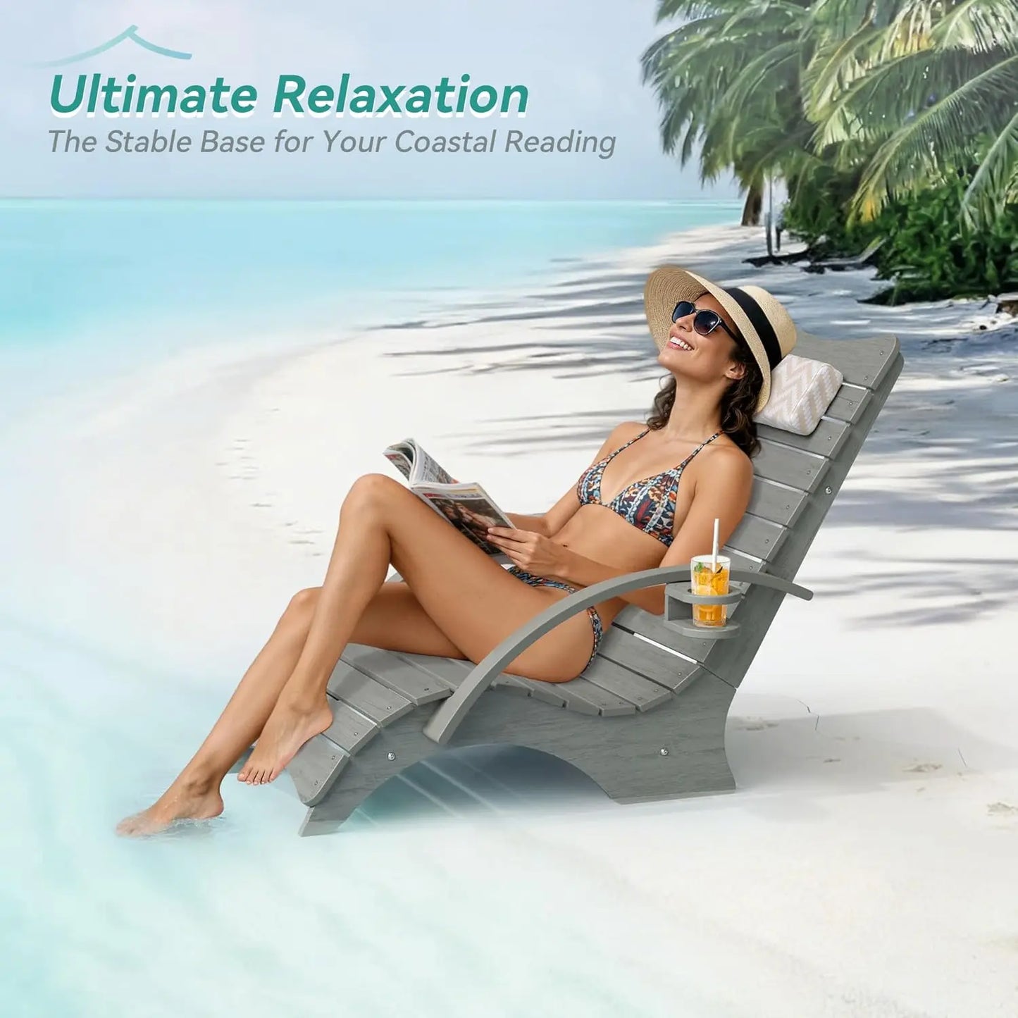 Lounge Chairs Set of 2 with Armrests – Fade‑Resistant Pool Loungers for 8–10" Shallow Water