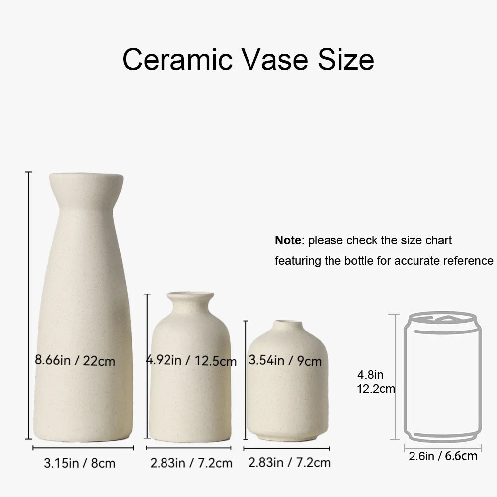 Minimalist Beige Ceramic Vases (Set of 3)