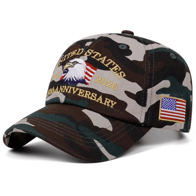 Flag USA Eagle 250th Anniversary Baseball Cap - Embroidery Casual Sports Hat for Women Men