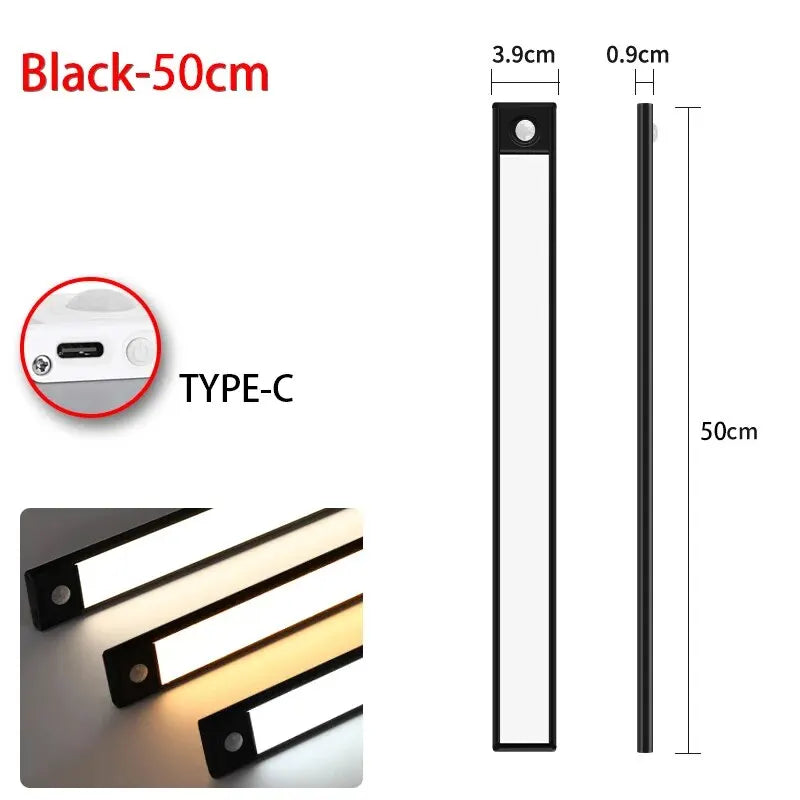 LED Motion Sensor Light Night Light Wireless USB Under Cabinet Light For Kitchen Cabinet, Bedroom, Wardrobe
