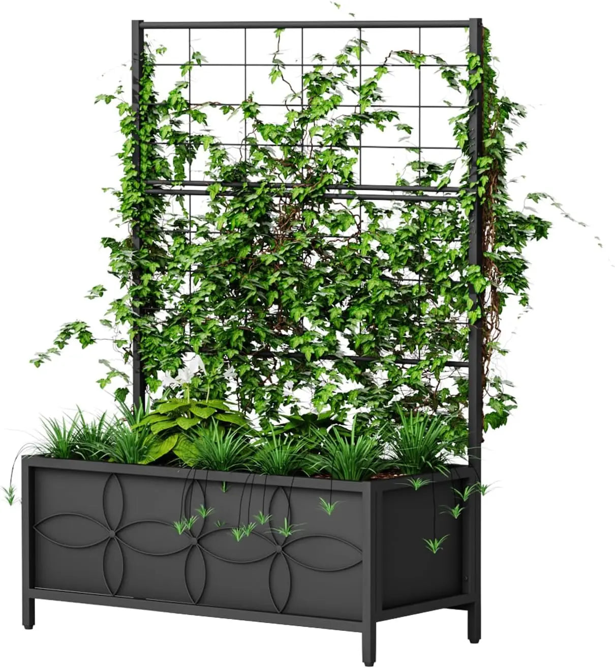 Raised Garden Bed with Trellis (15.75x35.43x48.8 in)