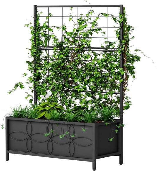 Raised Garden Bed with Trellis (15.75x35.43x48.8 in)