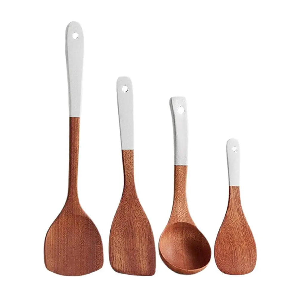 Kitchenware Set Silver Color Handle Shovel Wooden Spoon Household Non-Stick Pan Special Kitchenware