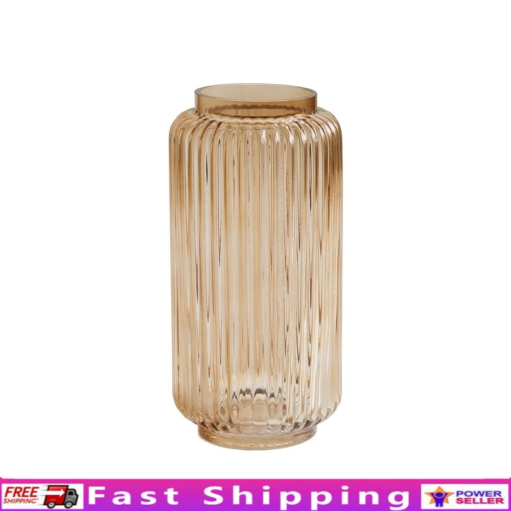 Ribbed Glass Vase - 10 Inch