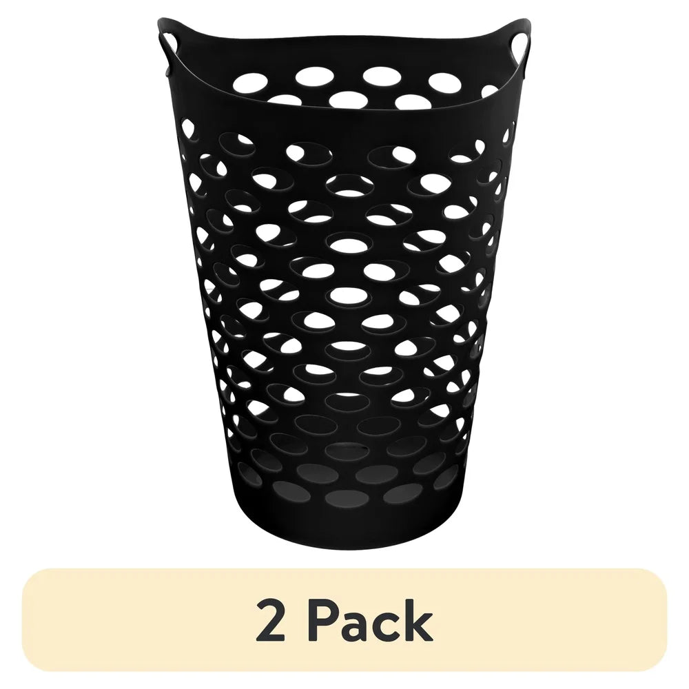 Flexible Laundry Hampers (2‑Pack) – Durable Ventilated Plastic Clothes Organizers with Carry Handles