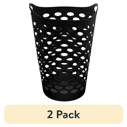 Flexible Laundry Hampers (2‑Pack) – Round Ventilated Plastic Clothes Organizers with Carry Handles