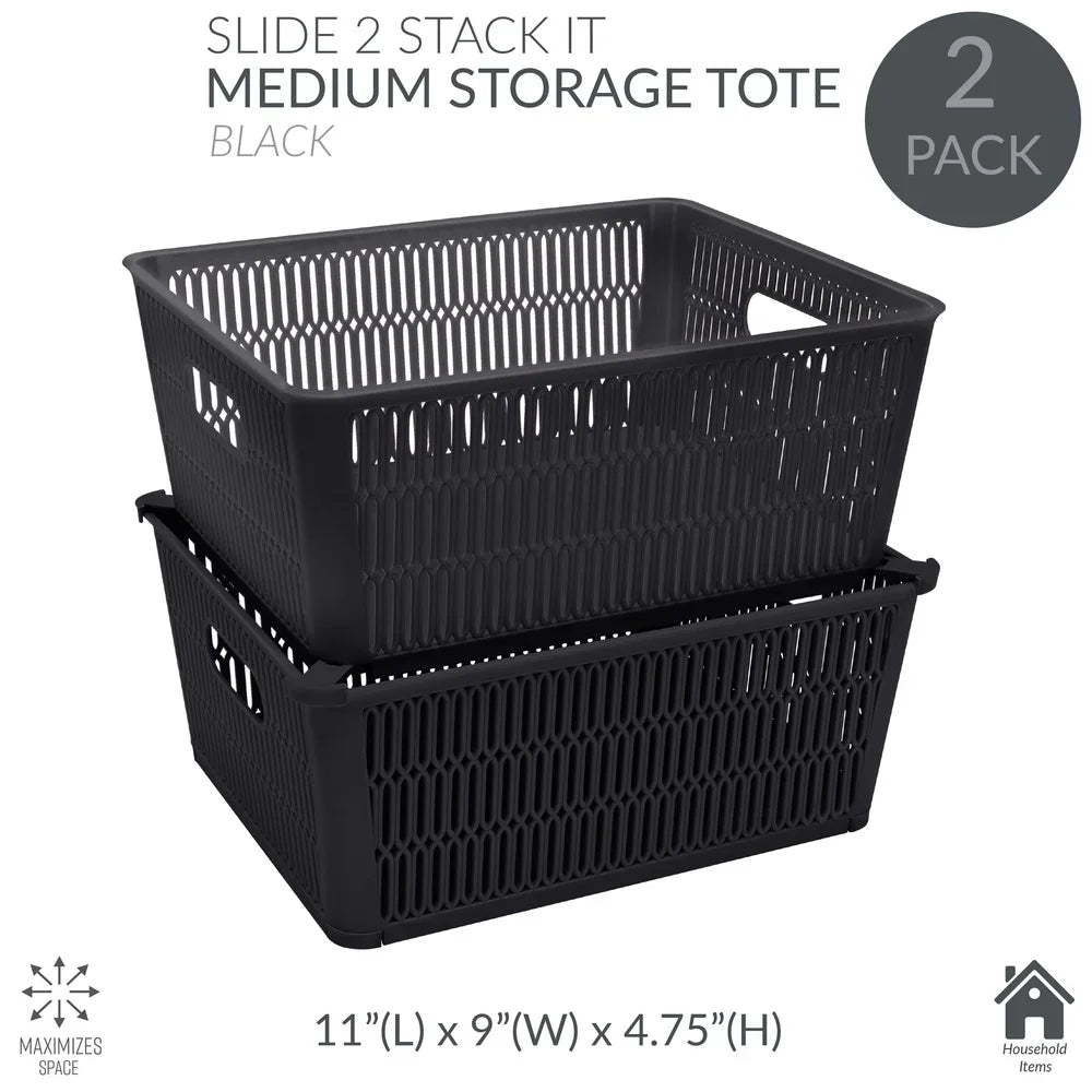 Essential Stackable Home Storage Totes (Set of 2)