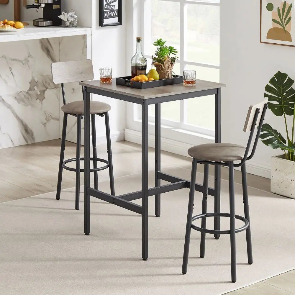 Bar Table Set for 2 with 2 Upholstered Stools