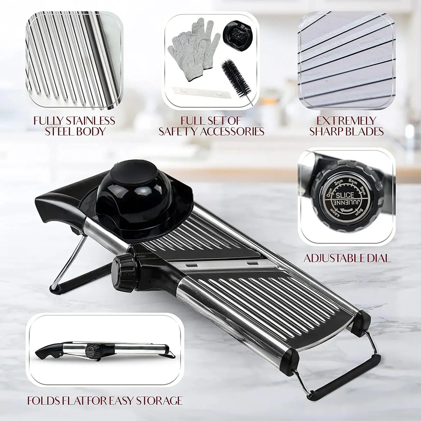 Adjustable Mandoline Food Slicer – Multi‑Blade Vegetable Cutter for Fast Kitchen Prep