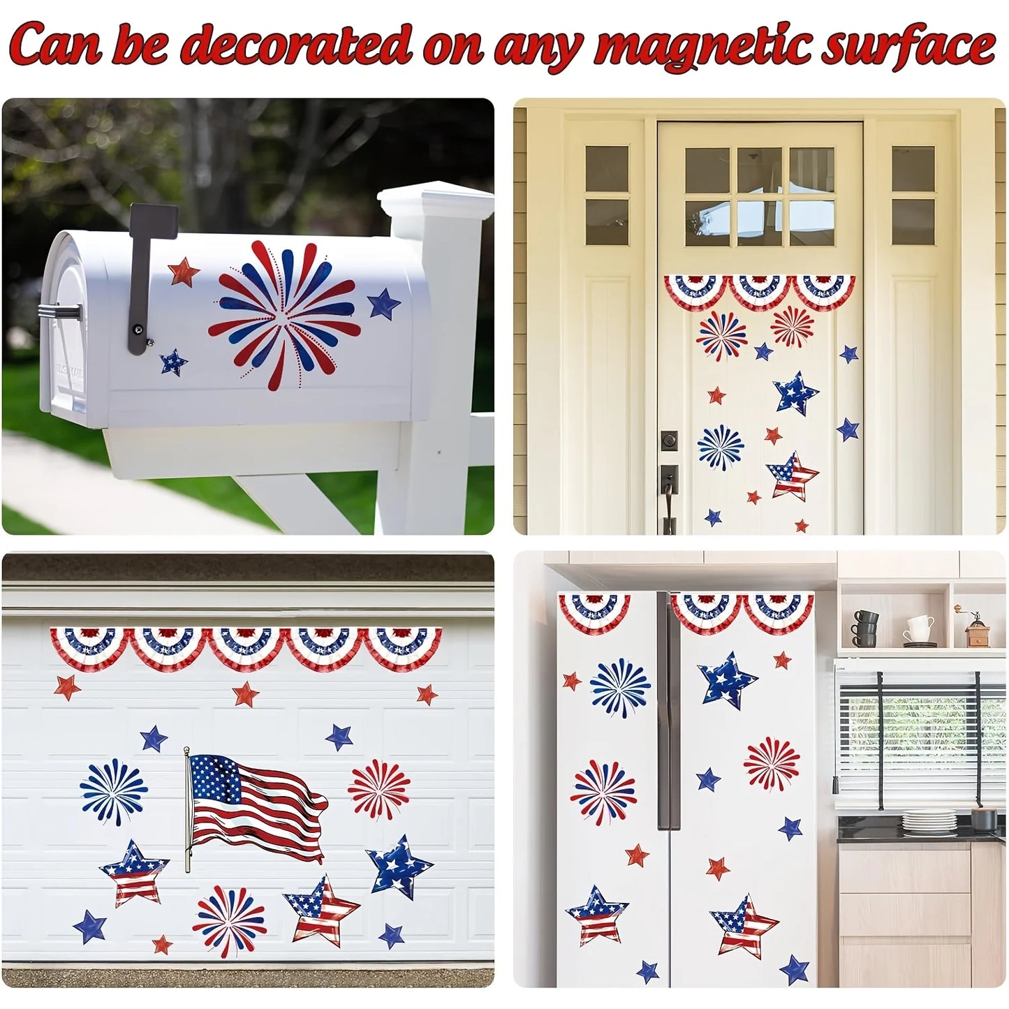 21 Pcs Patriotic Magnets, 250th Independence Day Star Fridge Stickers for July 4th Party & Garage Door Decor