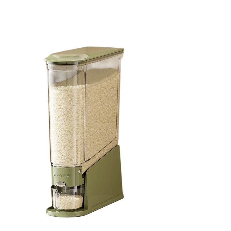 Narrow‑Space Rice Bucket – Press‑Top Sealed Grain Dispenser, Transparent & Moisture/Pest‑Proof Kitchen Storage (1‑Piece)