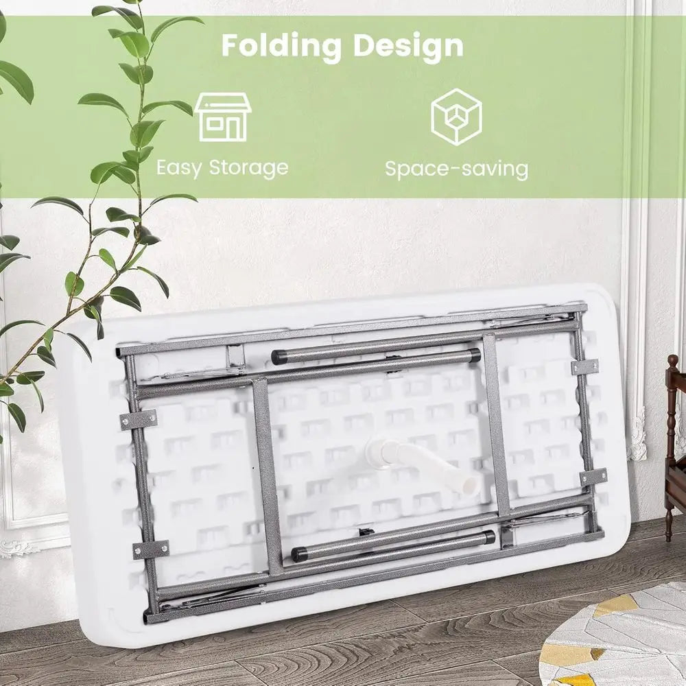 Portable Folding Ice Cooler Table – White Drink Station with Drain, Bucket & Removable Skirt for Parties & Camping