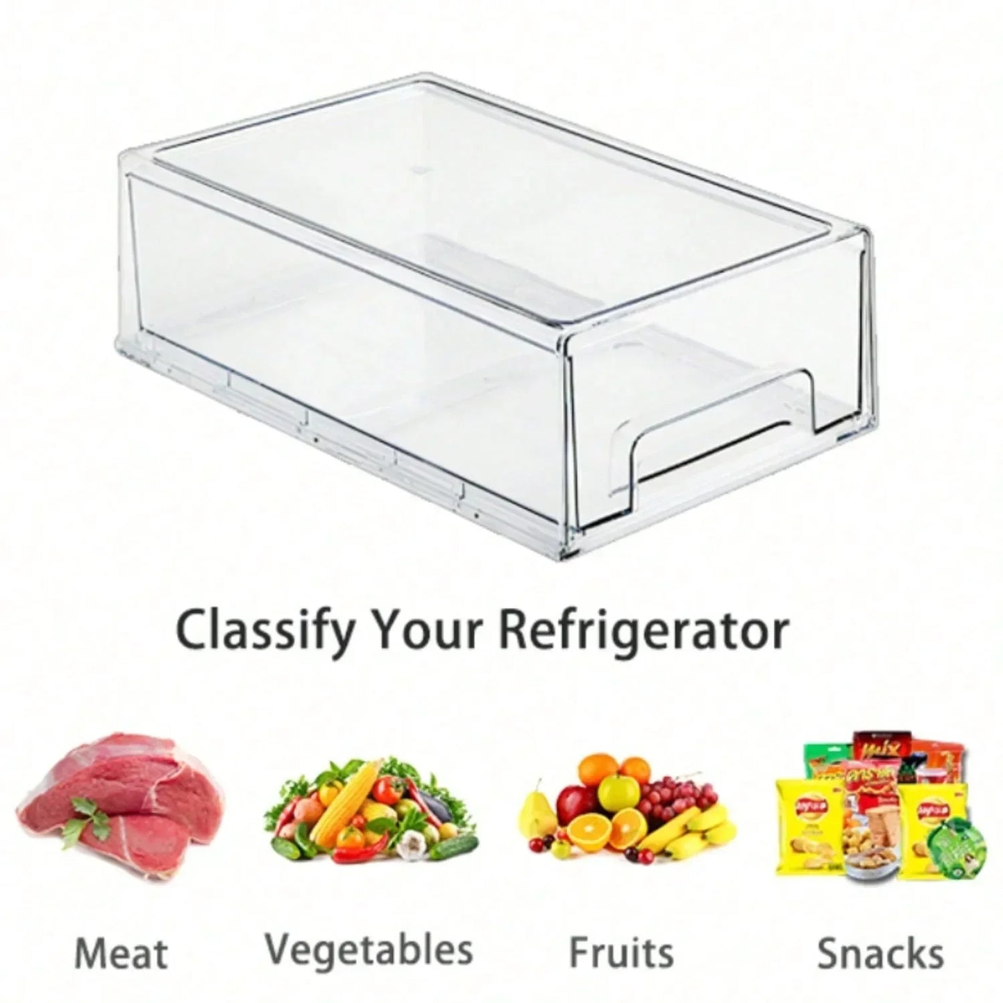 Clear Pull‑Out Refrigerator Drawers (2‑Pack) – Stackable Fridge Organizer Bins for Produce & Snacks