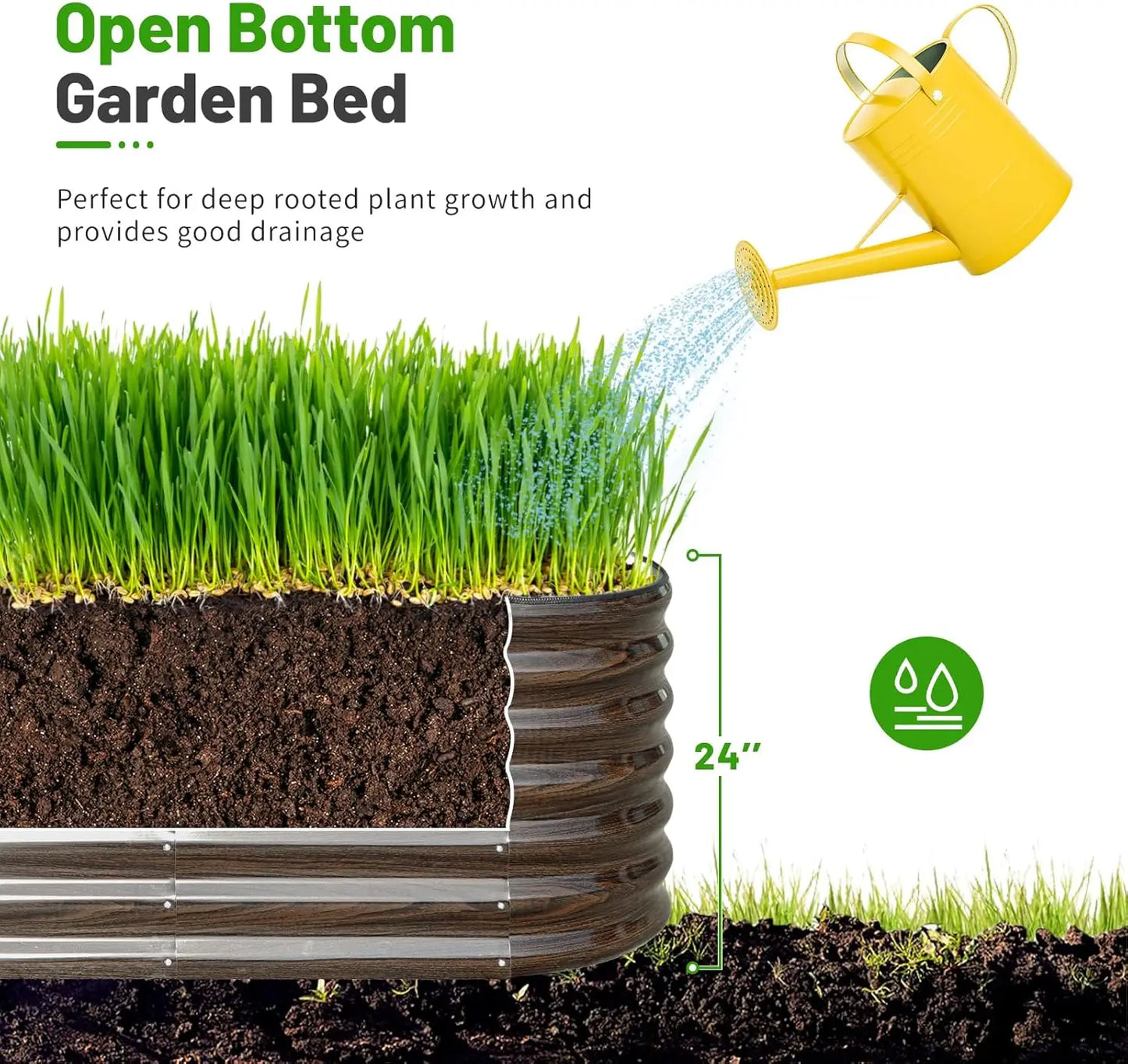 24" Tall Outdoor Planter Box – Brown Patio Plant Pot for Flowers, Herbs & Small Trees