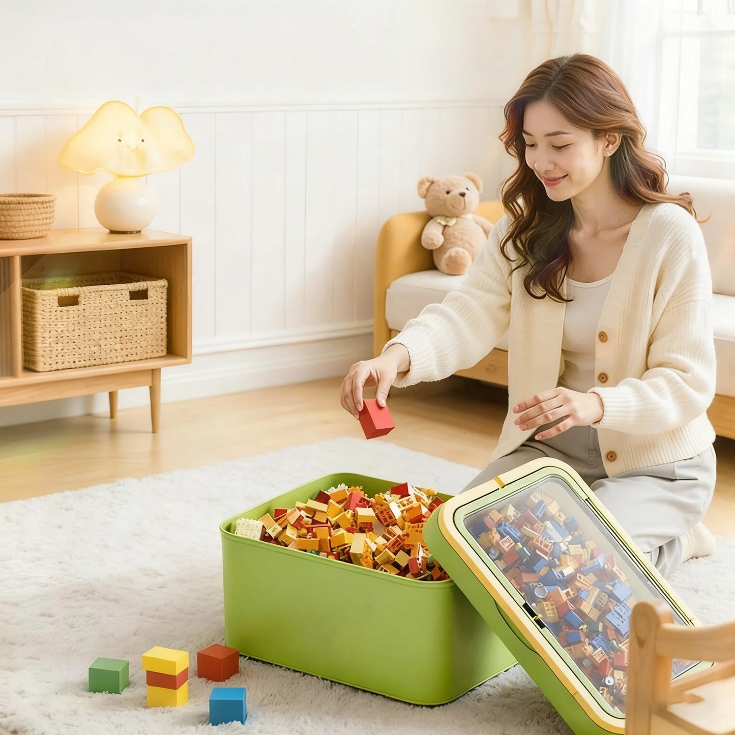 Large Capacity, Durable, Portable, Stackable Storage Box/Organizer with Handle