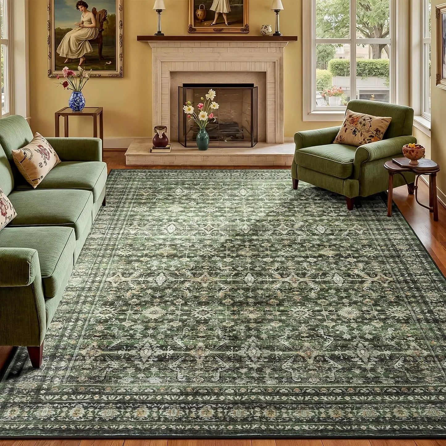 8x10' Washable Area Rug with Non-Slip Backing