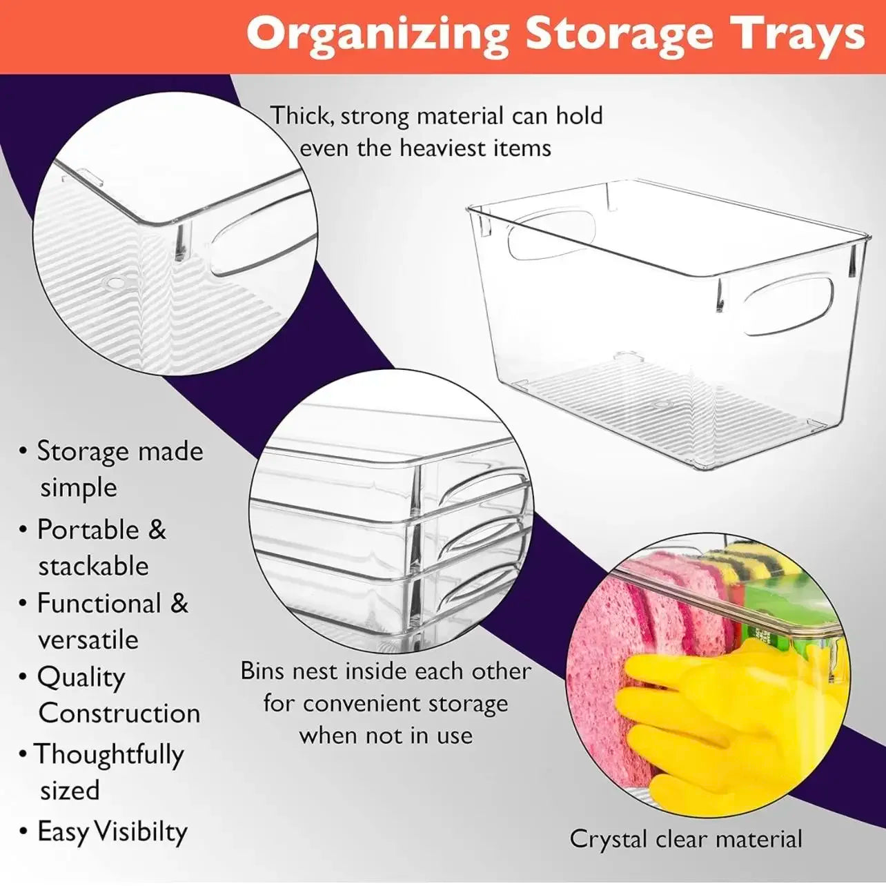 Clear Plastic Storage Bins - 4 Pack