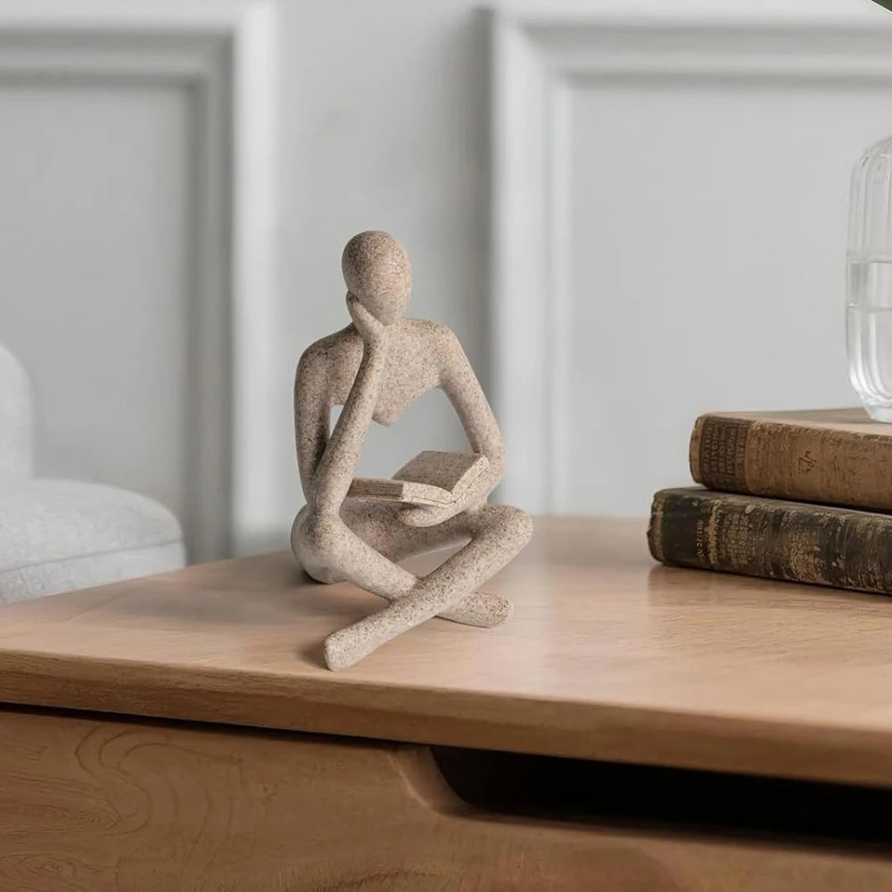 Abstract Thinker Sculpture – Modern Resin Figurine for Bookshelf, Desk & Home Décor