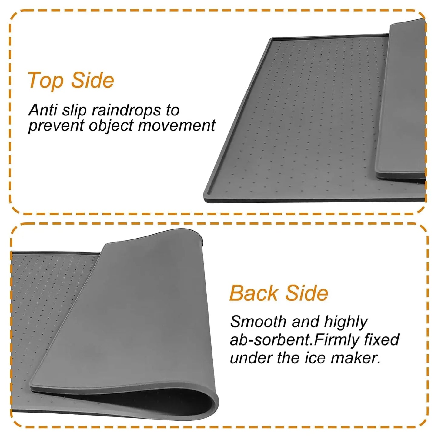 Silicone Ice Maker with Mat, Raised Edge to Prevent Spills, Non-Slip, Portable