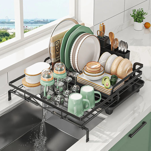 Adjustable Countertop Drying Dish Rack - Multiple Colors