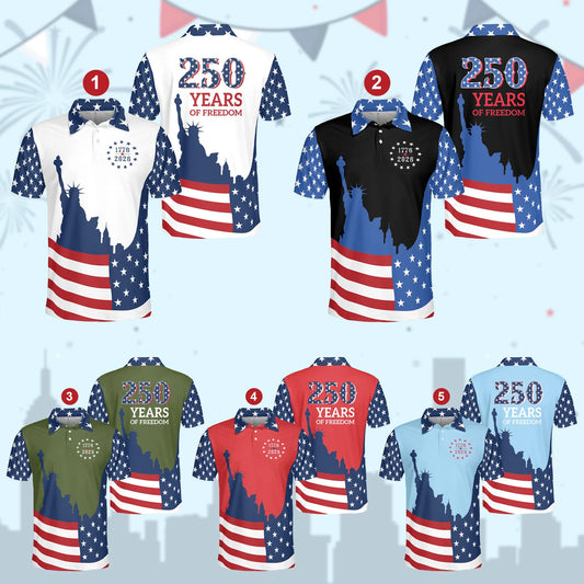 America 1776-2026 Polo, 250 Years of Freedom Polo, 250th Anniversary Polo, Statue of Liberty