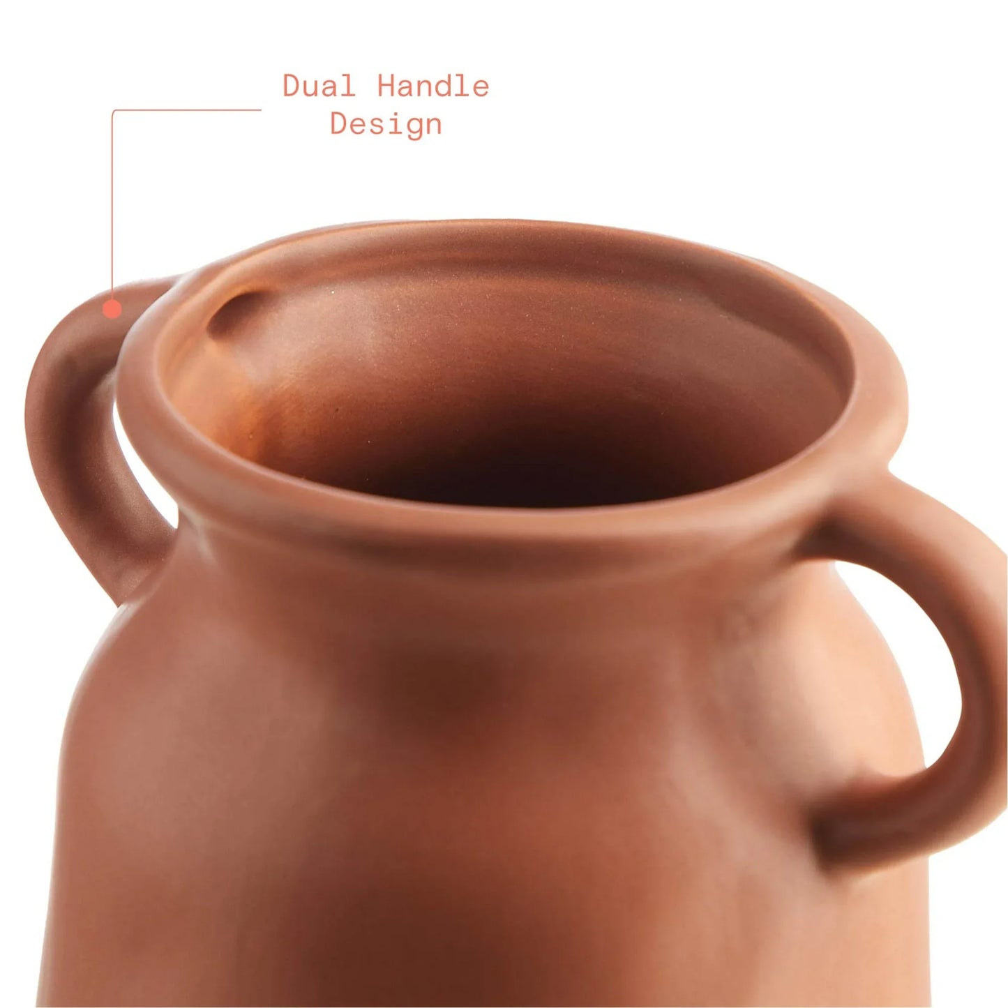 8.66" Terracotta Ceramic Vase – Rustic Farmhouse Decorative Flower Vase for Home, Bedroom, Living Room & Table Centerpieces