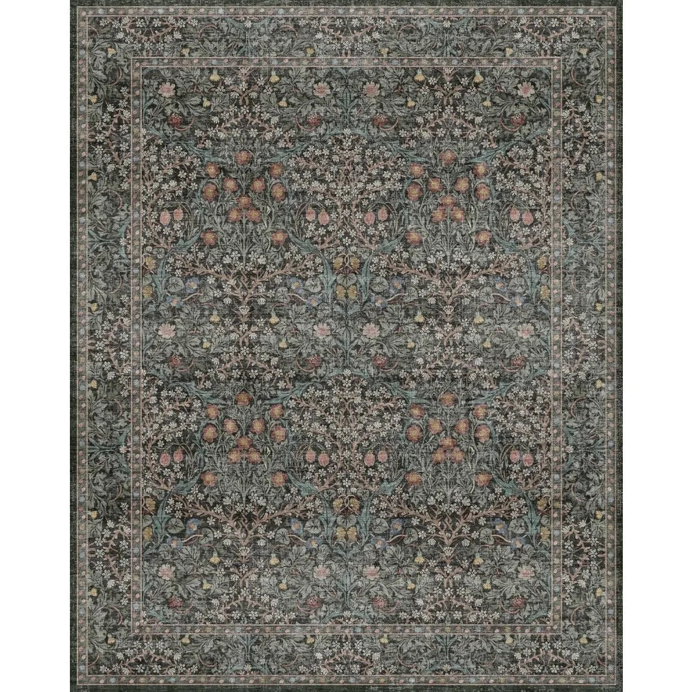 Elegant Dark Green Area Rug – 8x10 Washable Design
