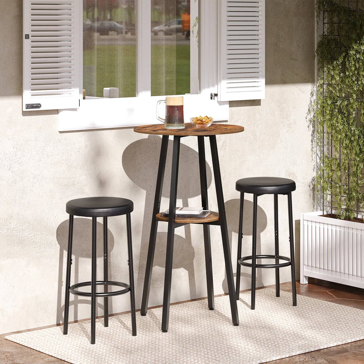 37.4" 2-Tier Bistro Table with Storage