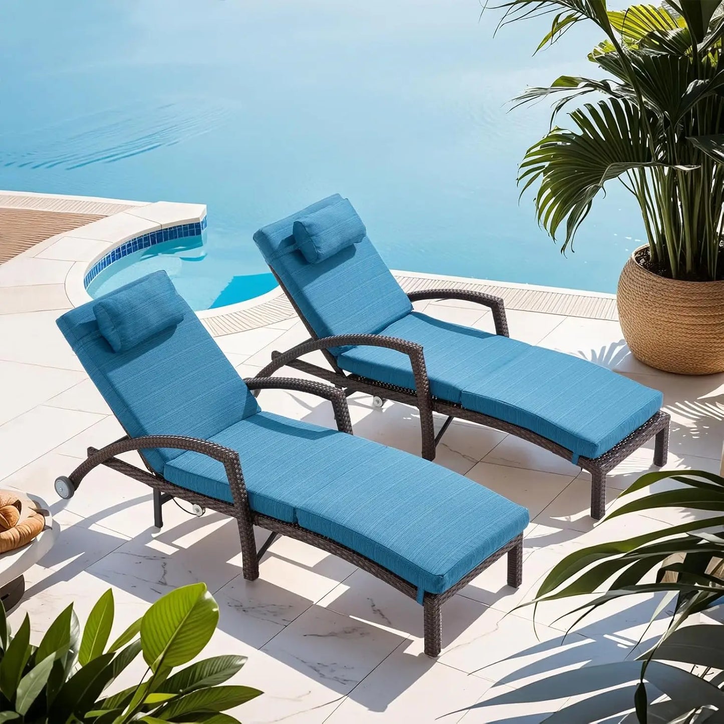 Lounge Chairs Set of 2 – Adjustable Backrest Outdoor Recliners