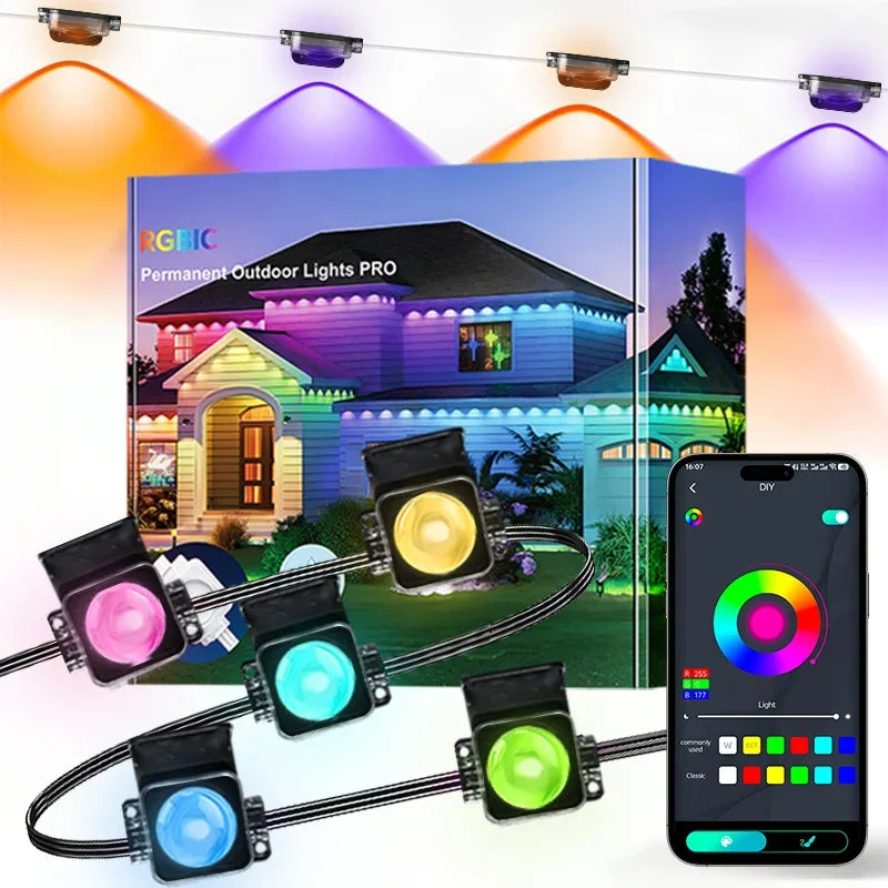 300FT Permanent Outdoor Lights – DIY Color‑Changing, Music Sync & Waterproof Design