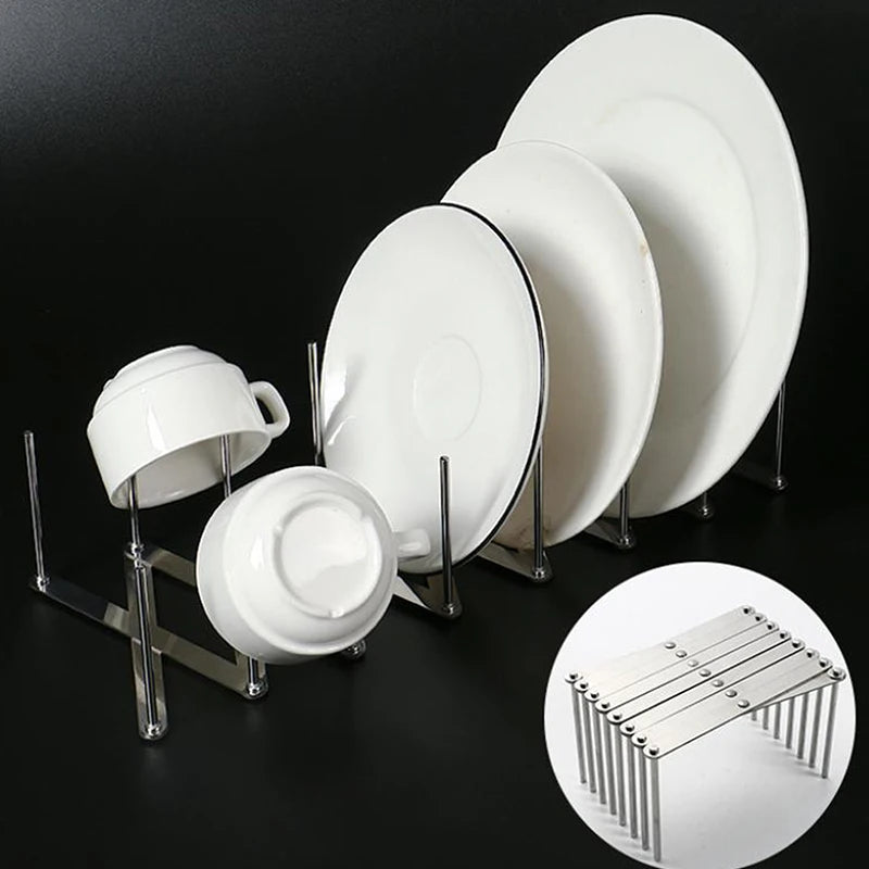 Expandable Stainless Steel Lid Organizer – Adjustable Pan & Plate Rack