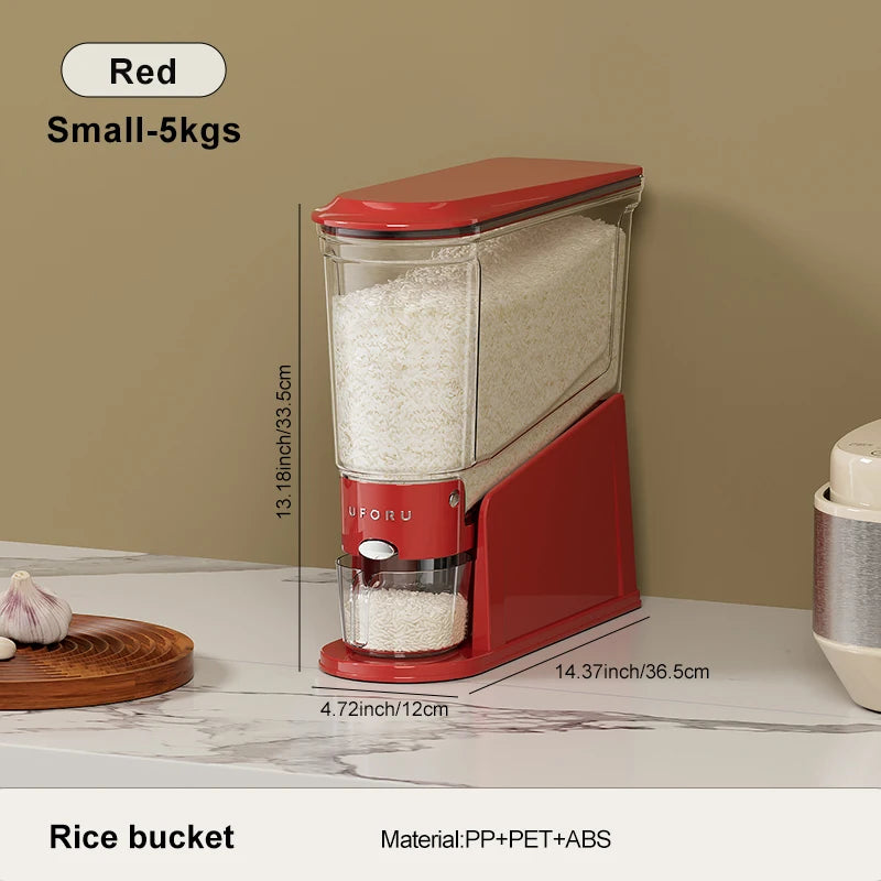11/22lb. Sealed Rice & Cereal Dispenser – Moisture‑Proof, Insect‑Proof Storage Bucket with Measuring Cup
