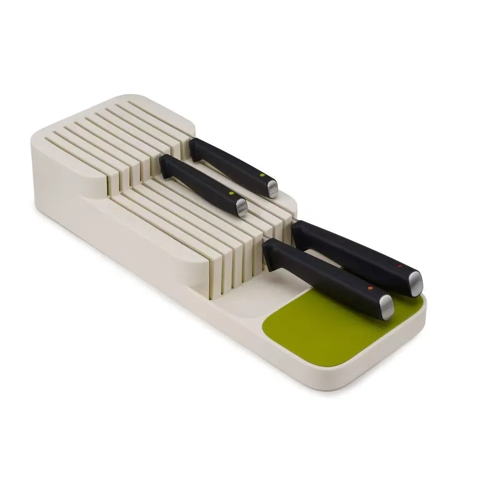 Kitchen knife sorting rack, drawer/countertop dual-purpose, with drain