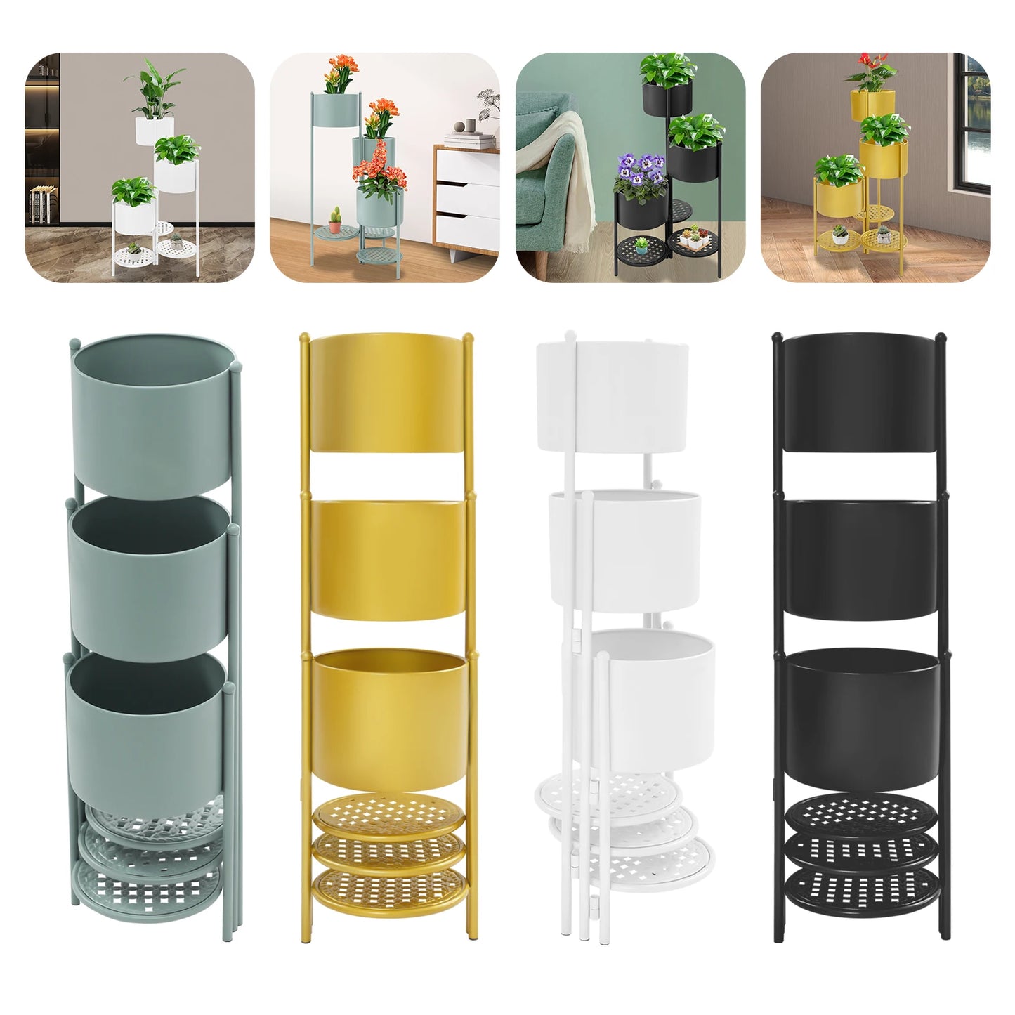 3-Tier Foldable Corner Plant Stand | 16"x31" Iron Flower Pot Holder