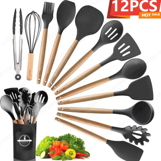 Silicone Kitchenware Set (12 PCS) – Heat‑Resistant, Non‑Stick Cooking Utensils for Home Kitchens