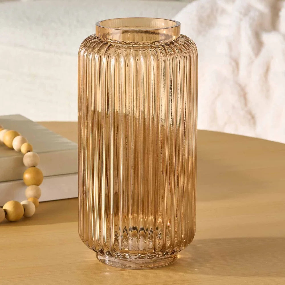 Ribbed Glass Vase - 10 Inch