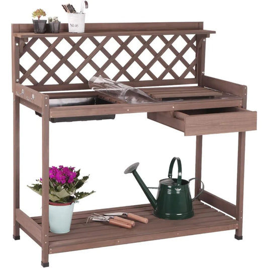 Potting Bench with Sink & Lid, Wooden