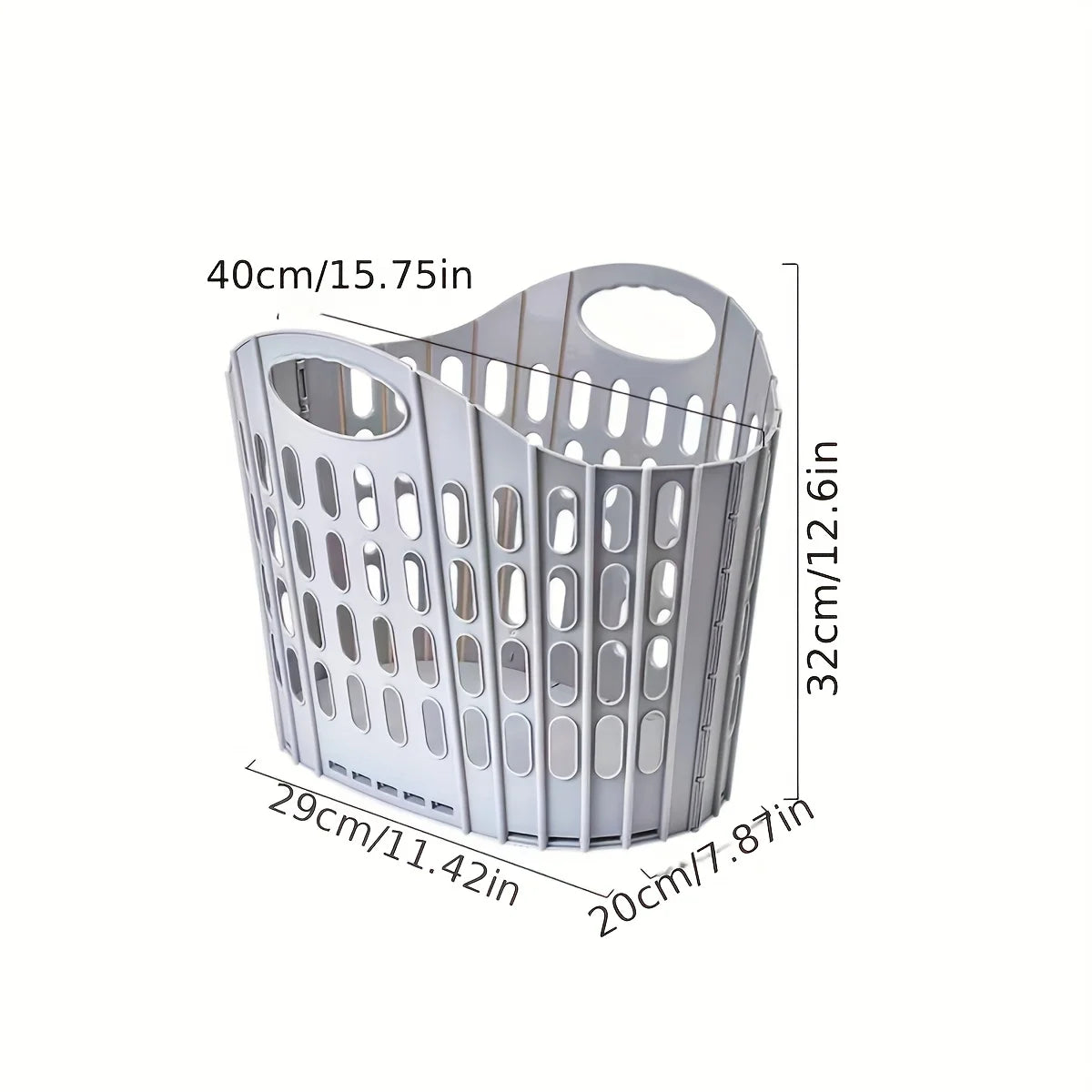 Foldable laundry basket with handle - durable plastic rectangular design, breathable and lightweight
